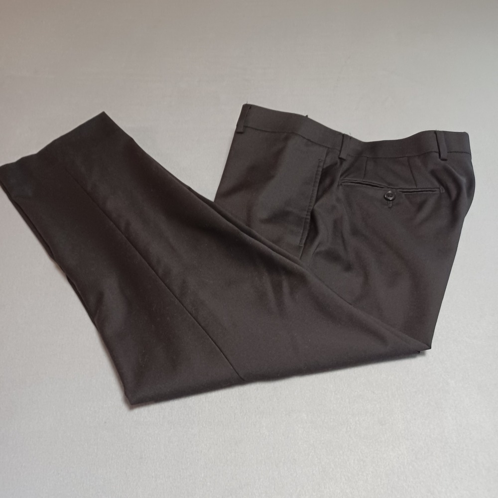 Calvin Klein Mens Wool Blend Dress Pants Charcoal Grey Flat Front‎ 33W x 30L